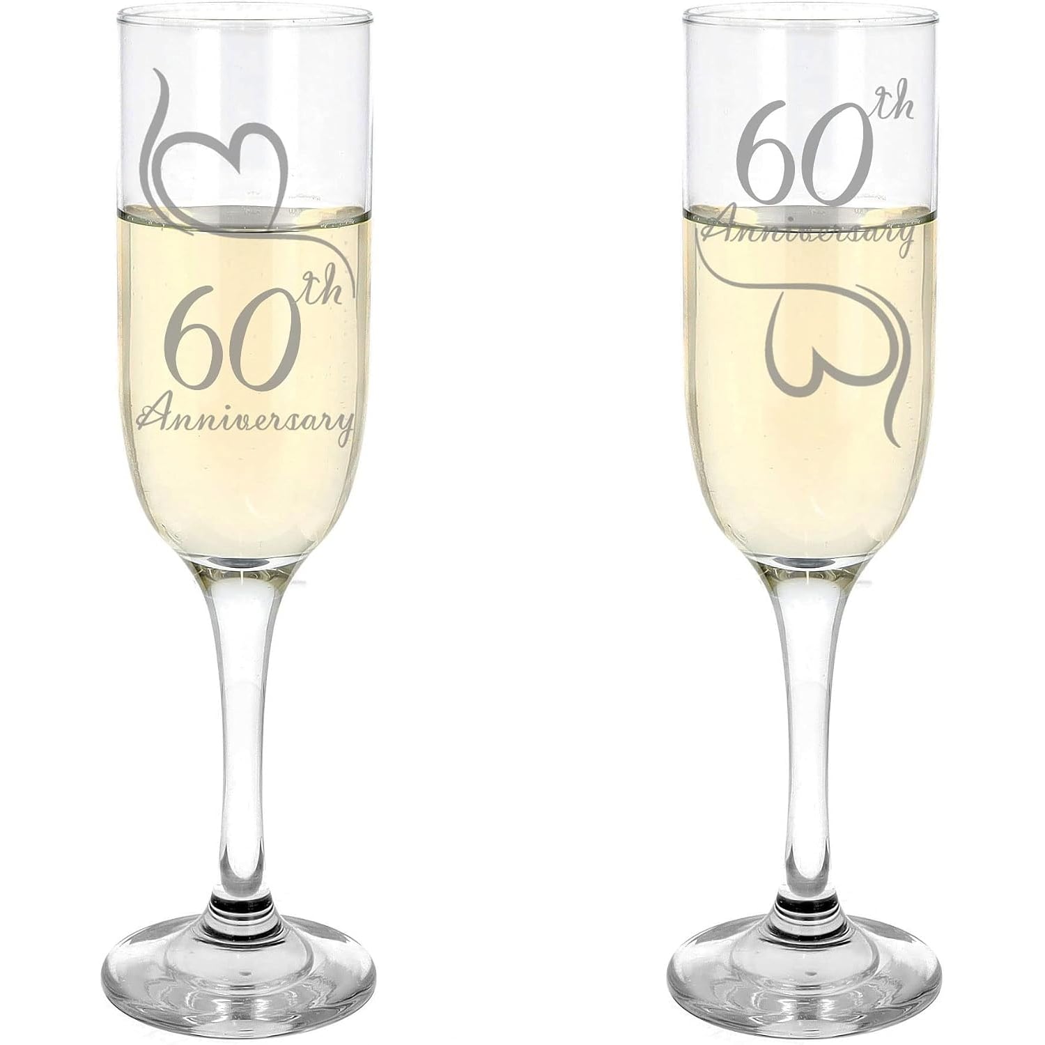 60th Anniversary Engraved Champagne Flutes, Set of 2