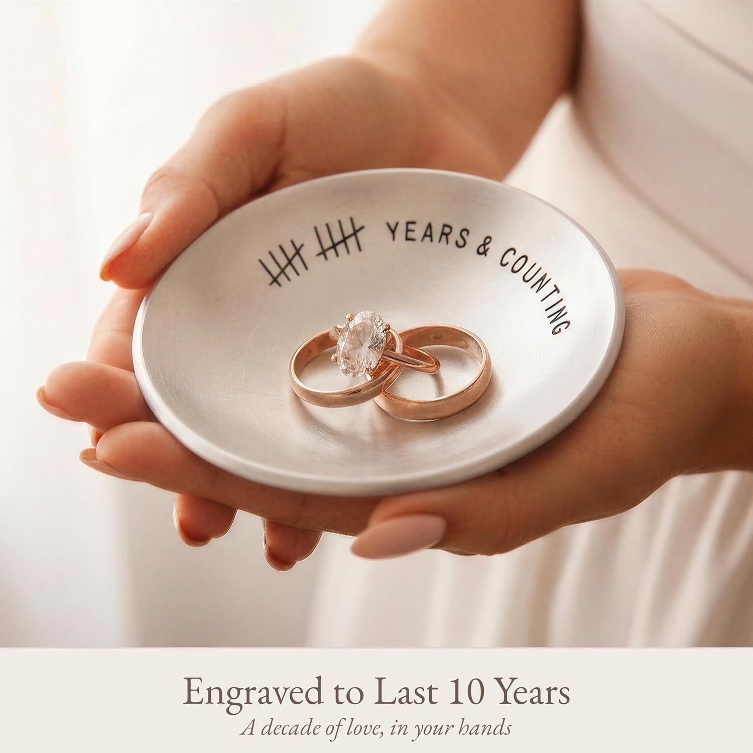 10th Anniversary Engraved Aluminium Ring Dish: image 4