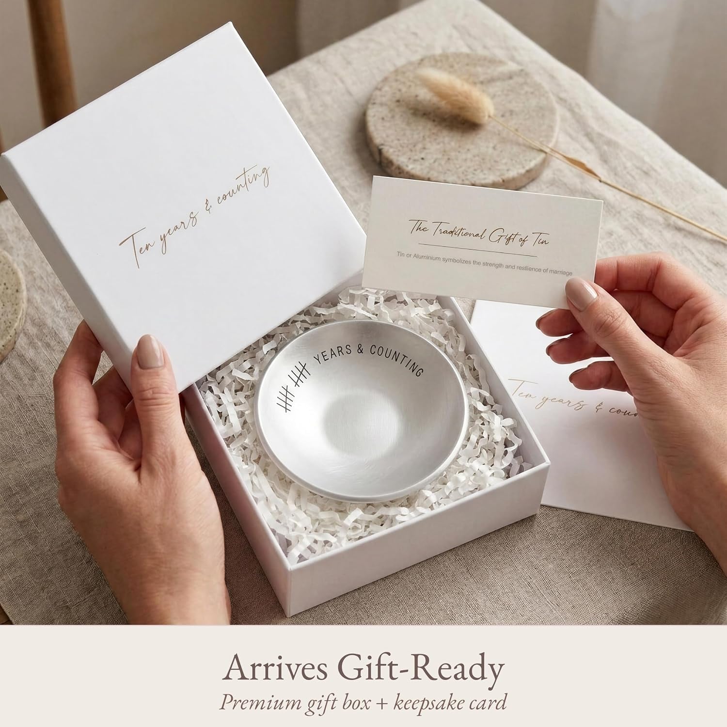 10th Anniversary Engraved Aluminium Ring Dish: image 5
