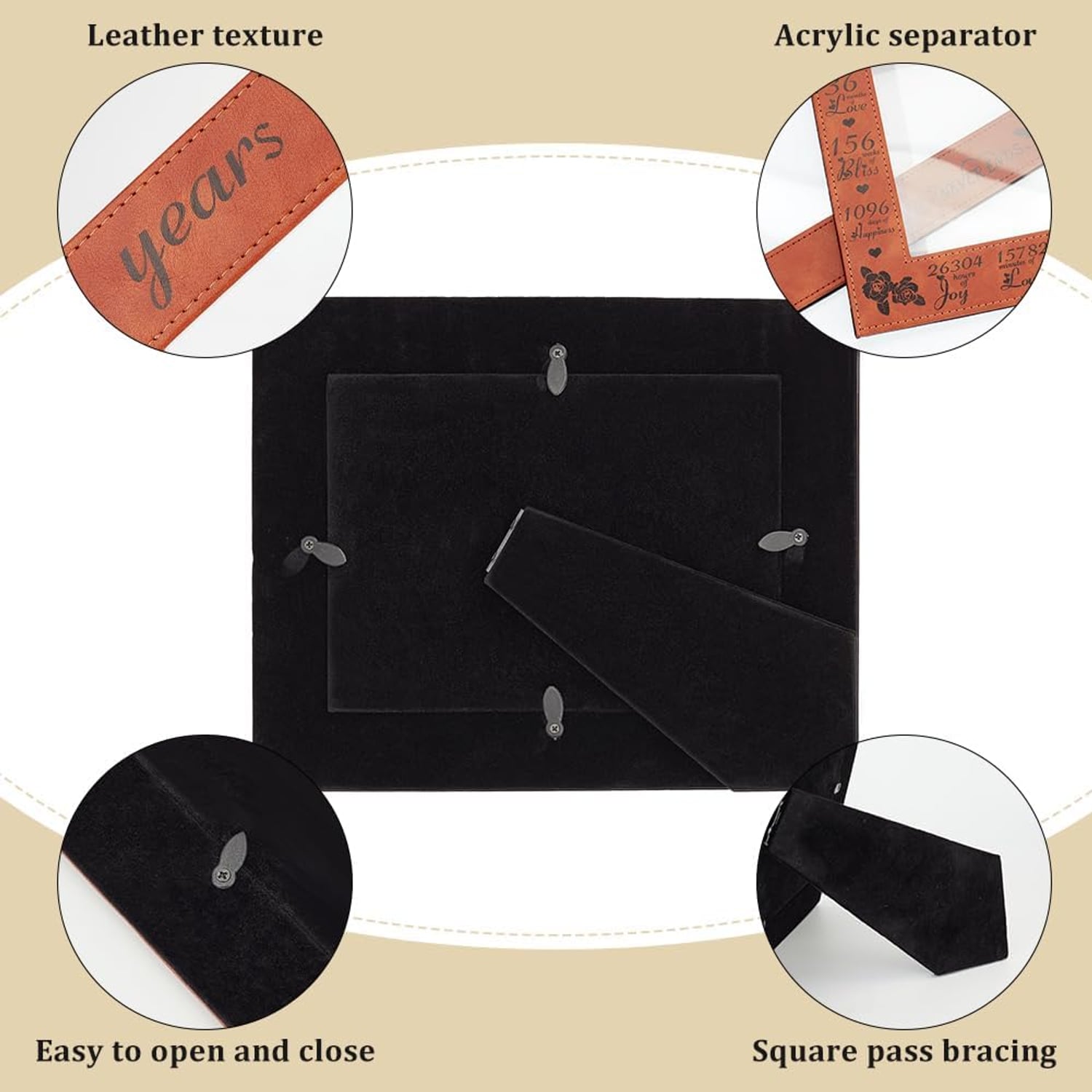 3 Years of Marriage Engraved Leather Photo Frame: image 4