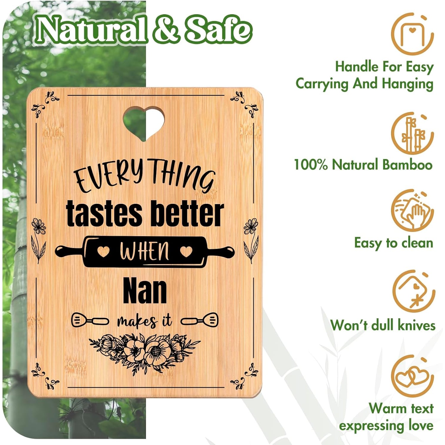 Nan Engraved Bamboo Chopping Board: image 3