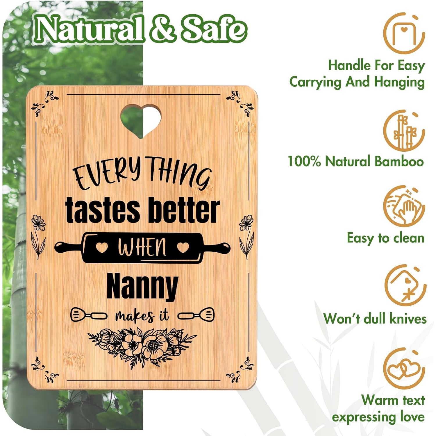 Nanny Engraved Bamboo Chopping Board: image 3