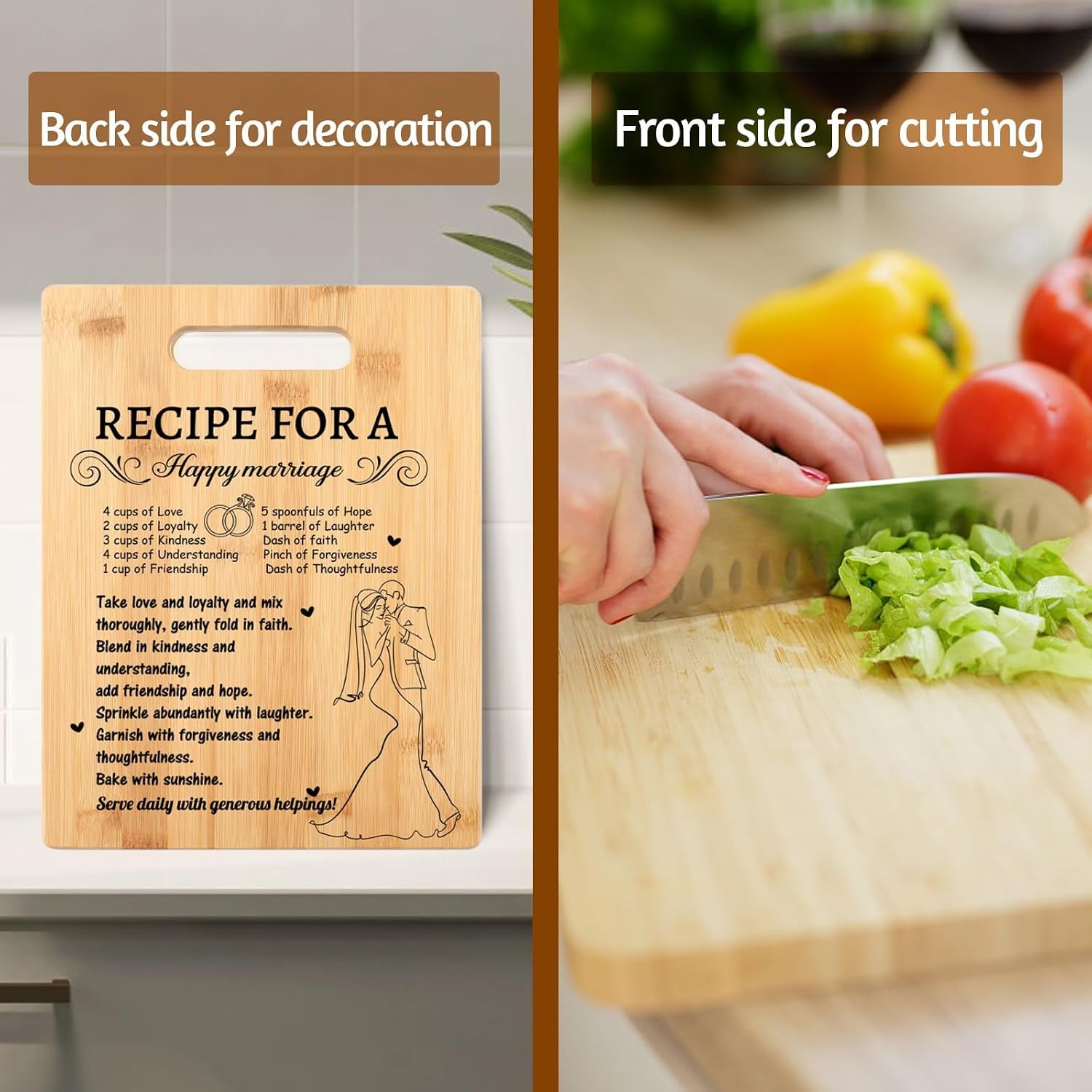 Recipe For A Happy Marriage Engraved Bamboo Chopping Board: image 2