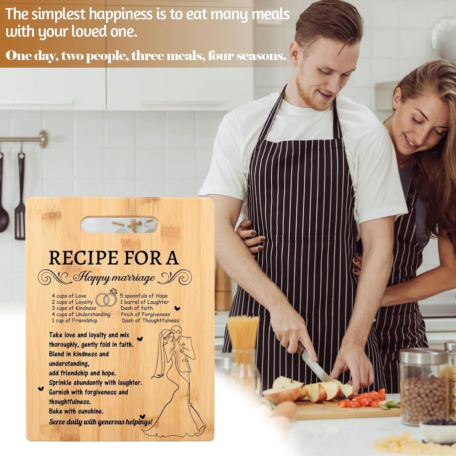 Recipe For A Happy Marriage Engraved Bamboo Chopping Board: image 3