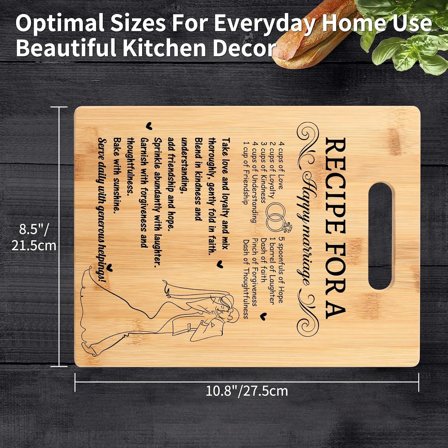 Recipe For A Happy Marriage Engraved Bamboo Chopping Board: image 6