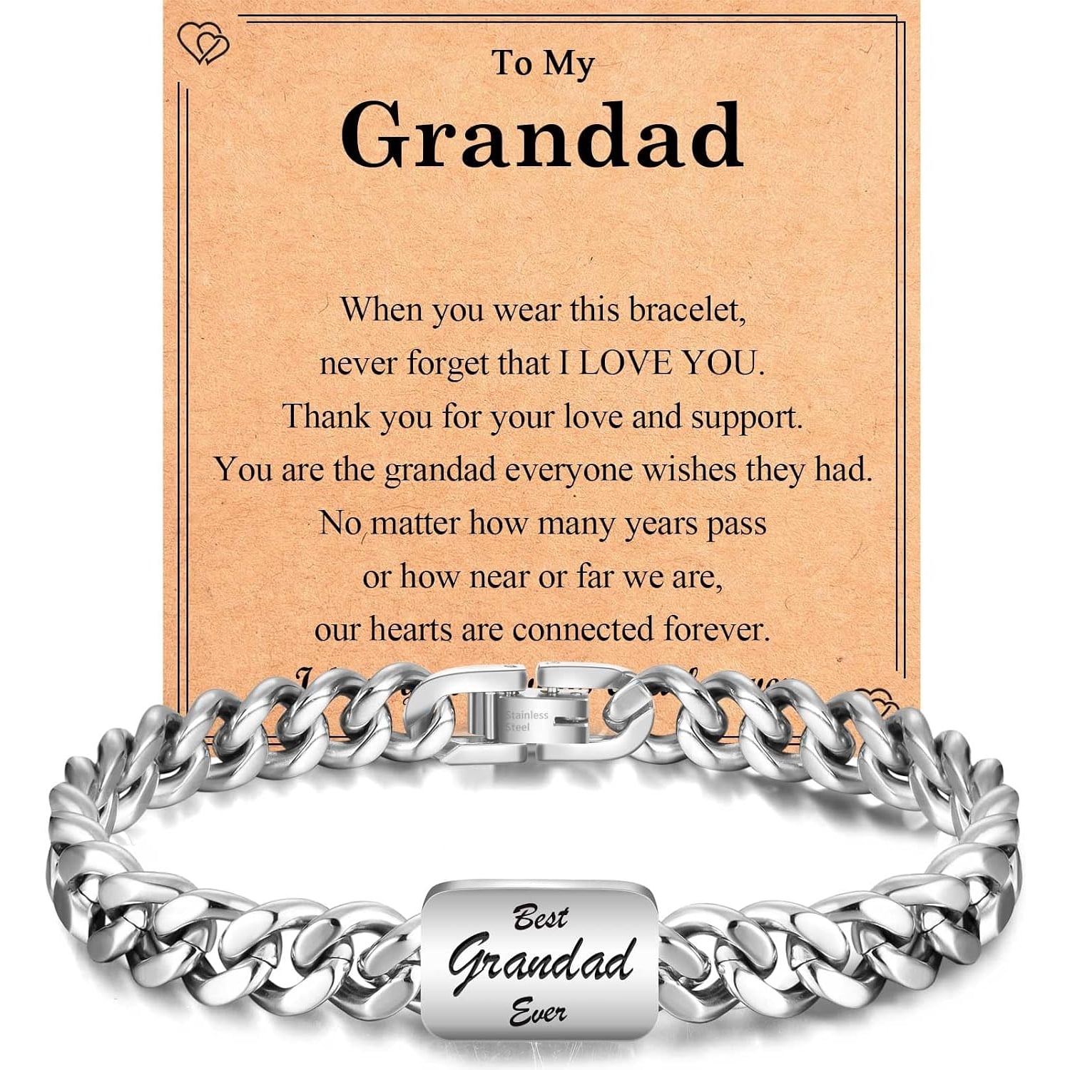 Best Grandad Ever Engraved Stainless Steel Bracelet