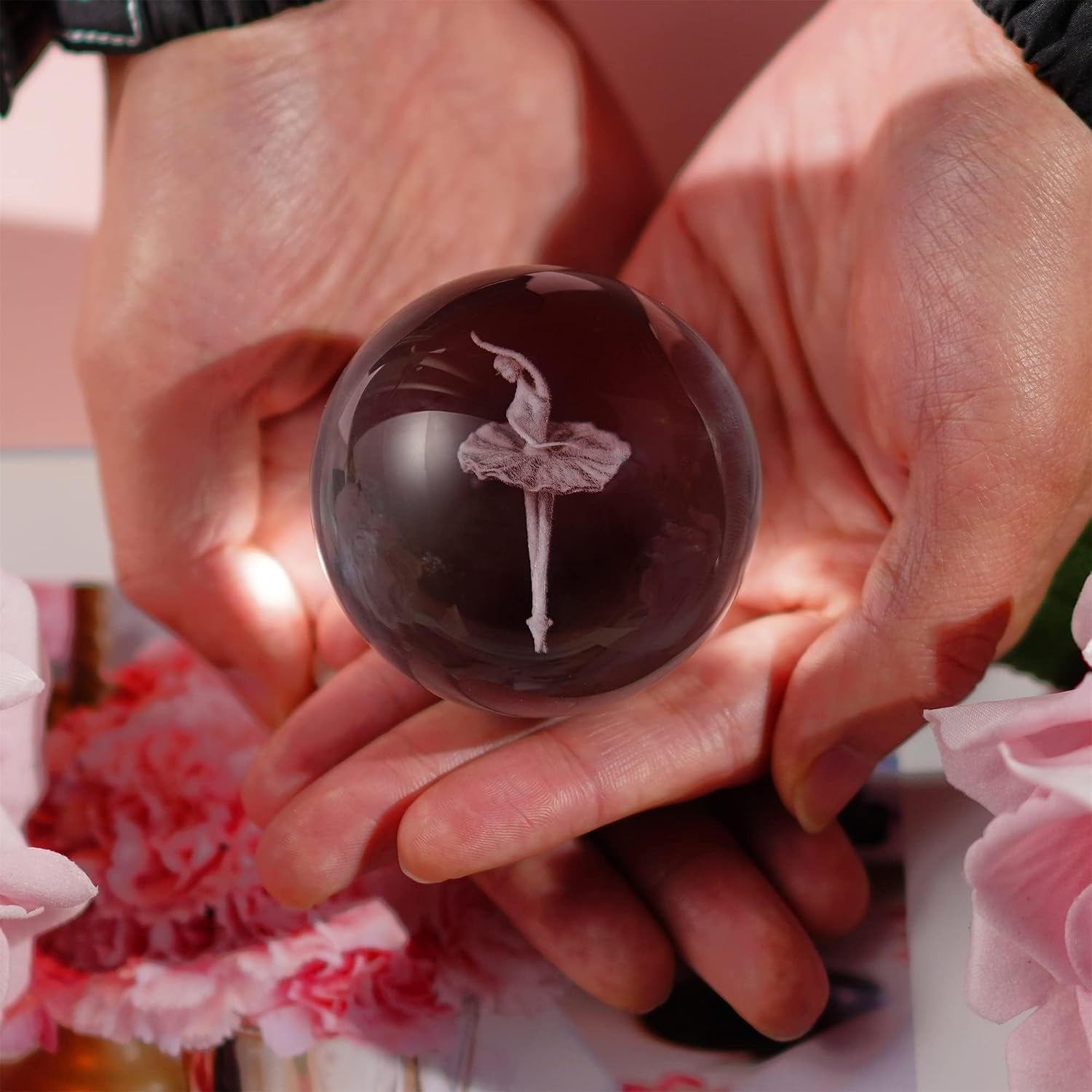 Ballerina Engraved Crystal Ball with Silver-Plated Stand: image 4