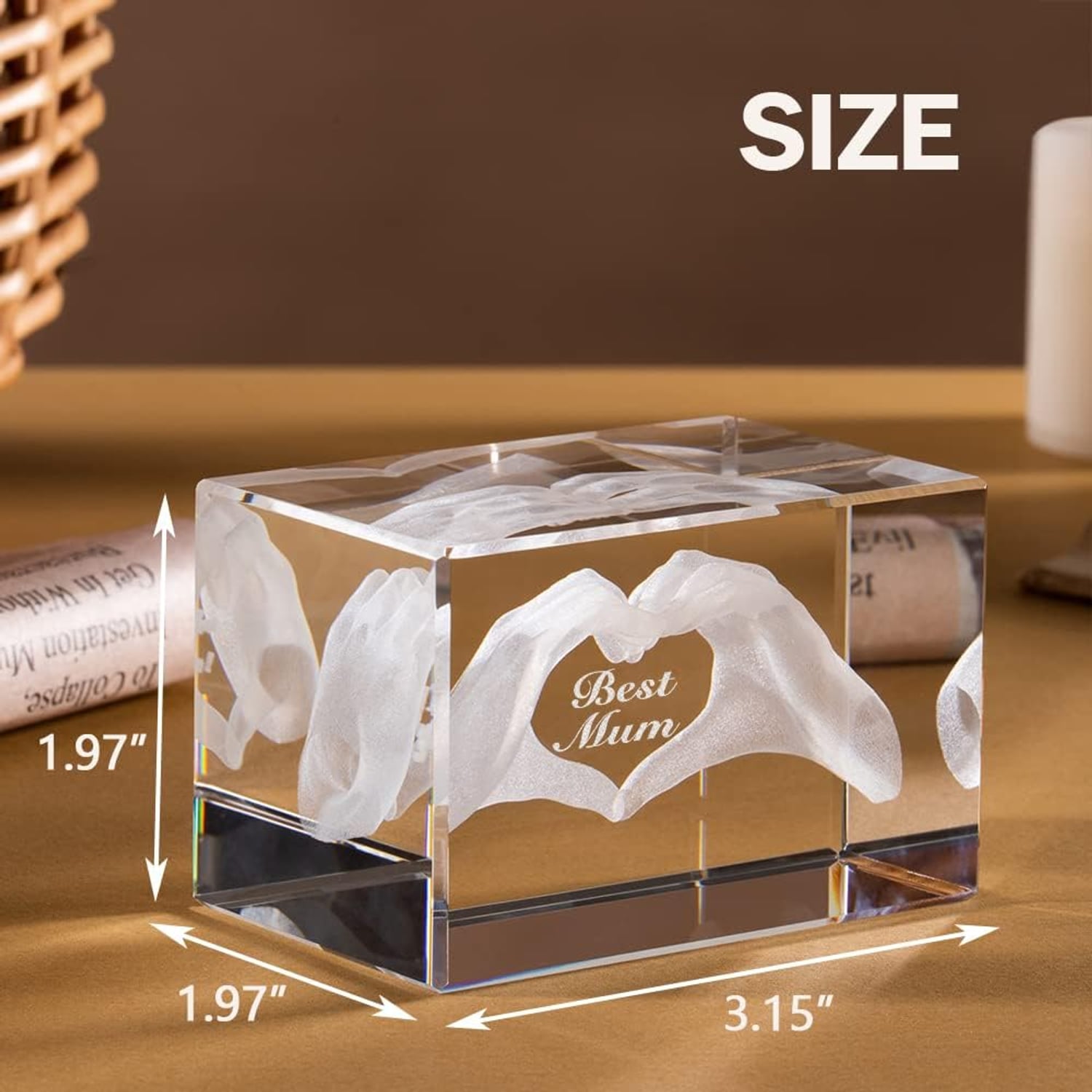 Best Mum Engraved Crystal Cube Keepsake