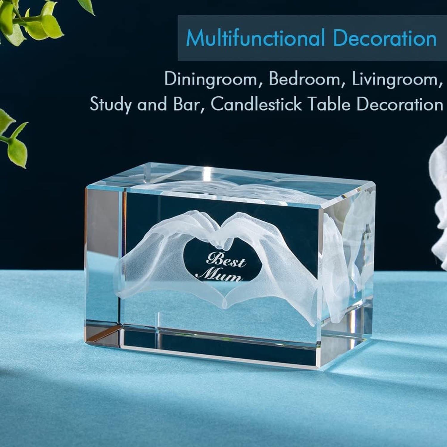 Best Mum Engraved Crystal Cube Keepsake