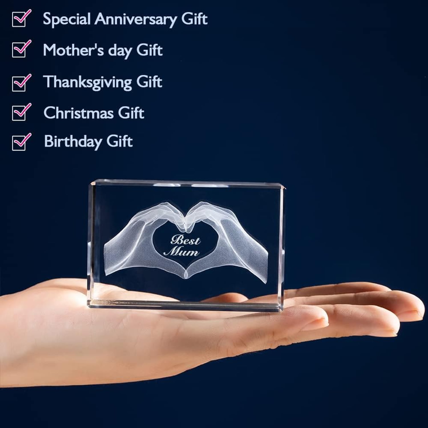 Best Mum Engraved Crystal Cube Keepsake