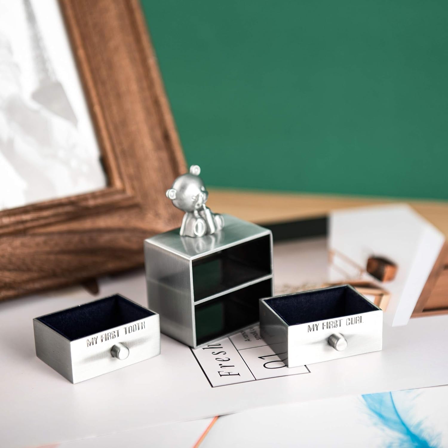 First Tooth and Curl Engraved Keepsake Box
