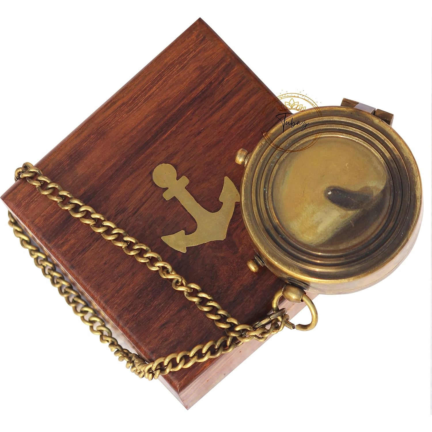 Go Confidently Engraved Brass Compass with Wooden Keepsake Box: image 4