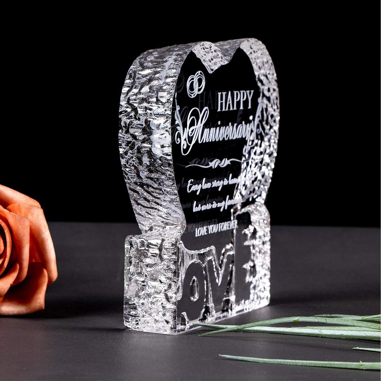 Happy Anniversary Engraved Crystal Heart Keepsake: image 6