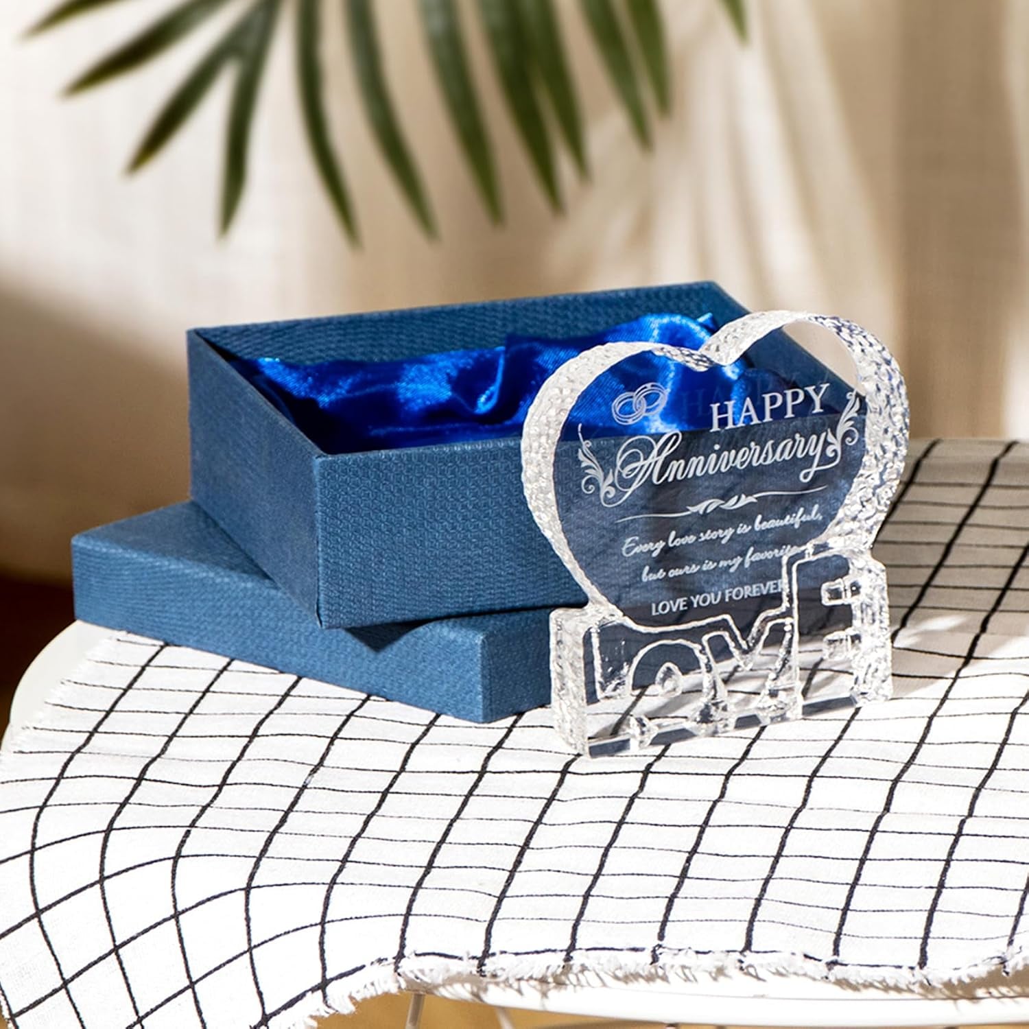 Happy Anniversary Engraved Crystal Heart Keepsake: image 7