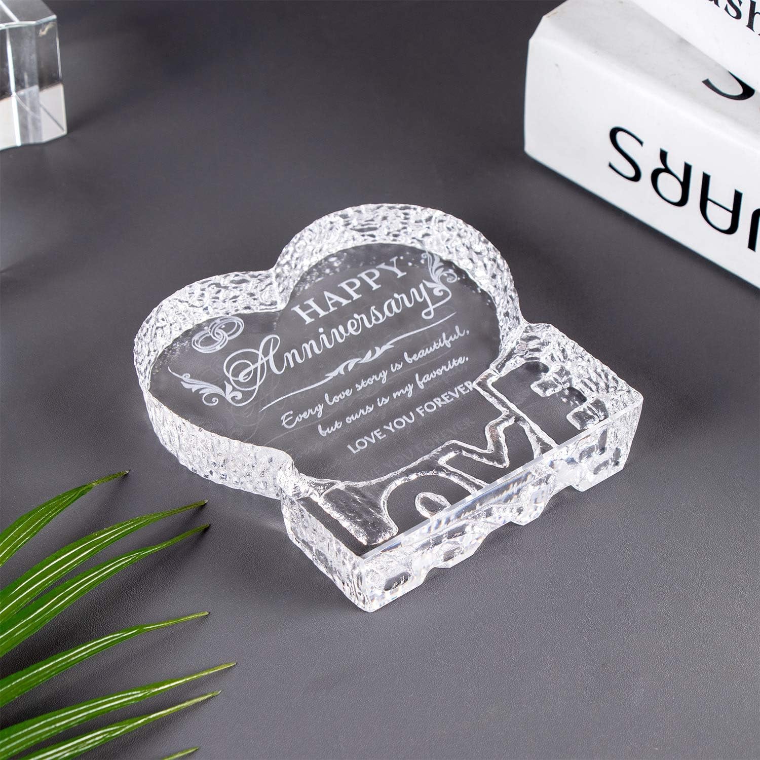 Happy Anniversary Engraved Crystal Heart Keepsake: image 8
