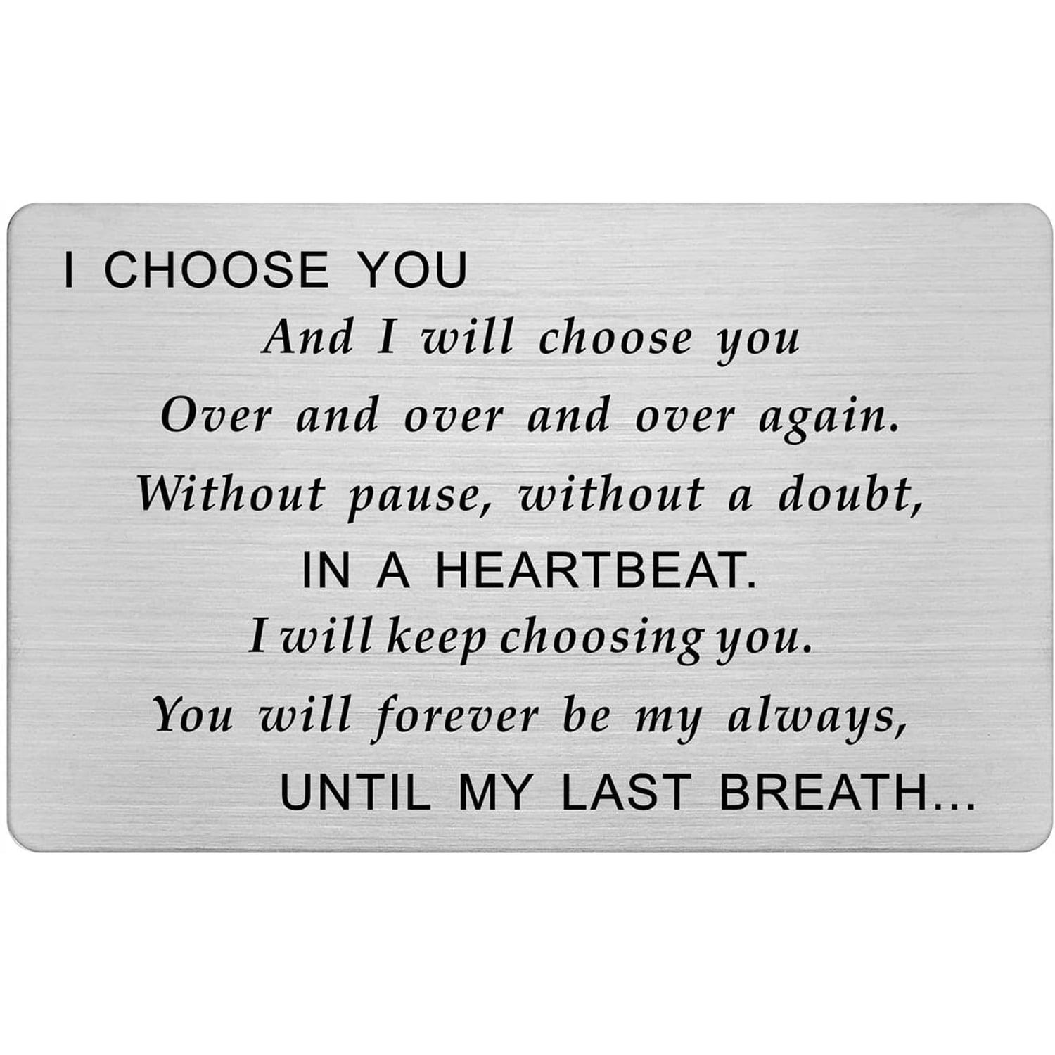 I Choose You Engraved Wallet Card